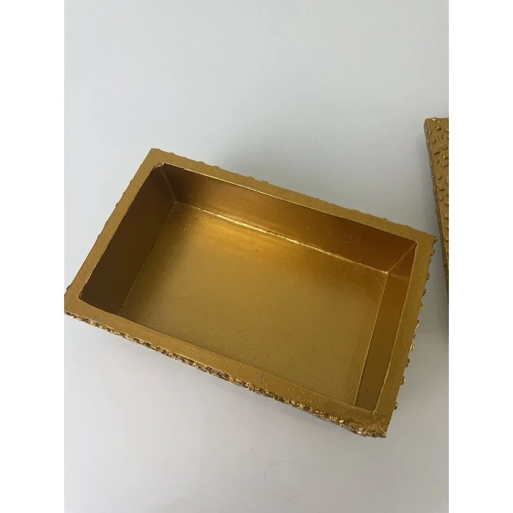 Mikasa Home Accents Leopard Gold Resin Trinket Jewelry Lidded Box, Decor